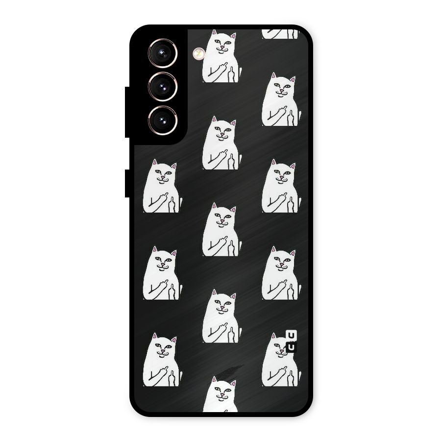 Chill Cat Pattern Metal Back Case for Galaxy S21 5G