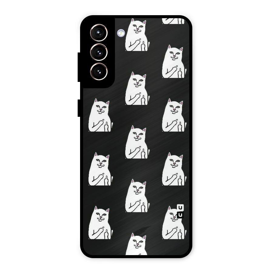 Chill Cat Pattern Metal Back Case for Galaxy S21 Plus