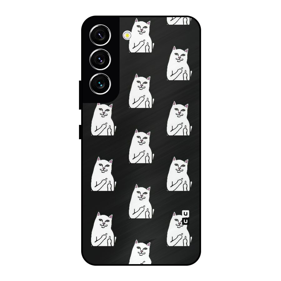 Chill Cat Pattern Metal Back Case for Galaxy S22 5G