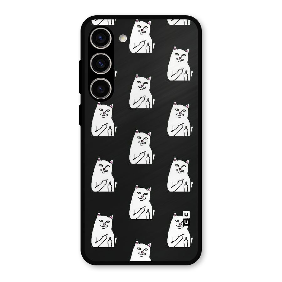 Chill Cat Pattern Metal Back Case for Galaxy S23 Plus