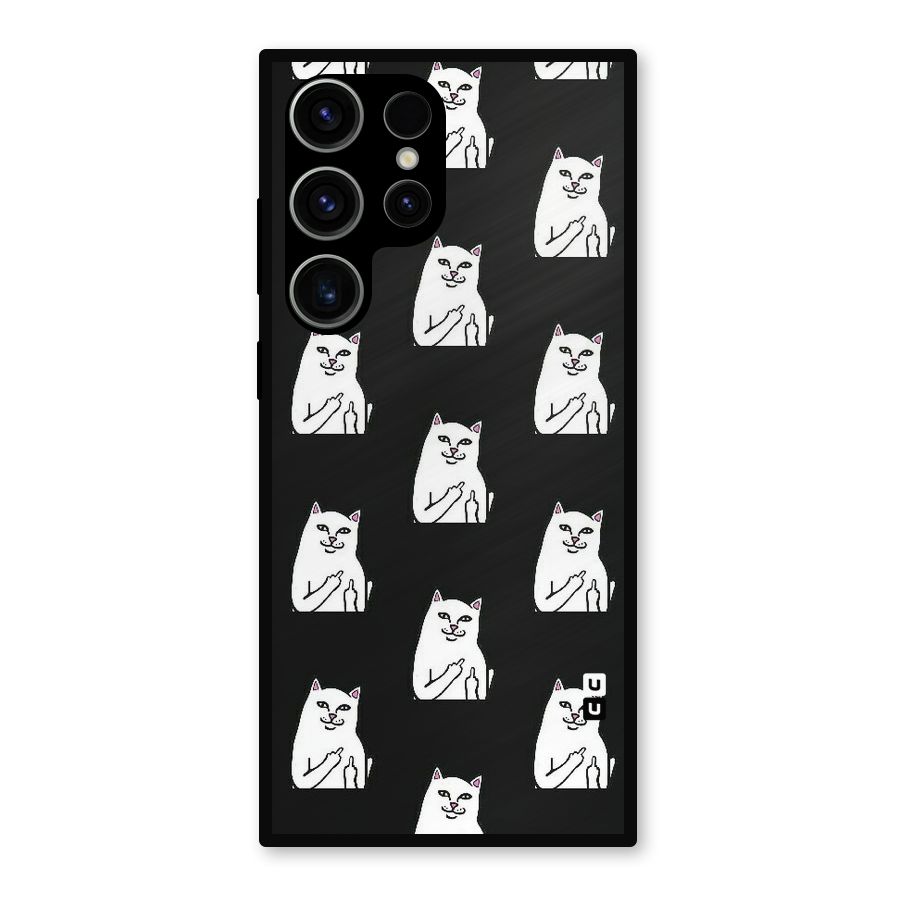 Chill Cat Pattern Metal Back Case for Galaxy S23 Ultra