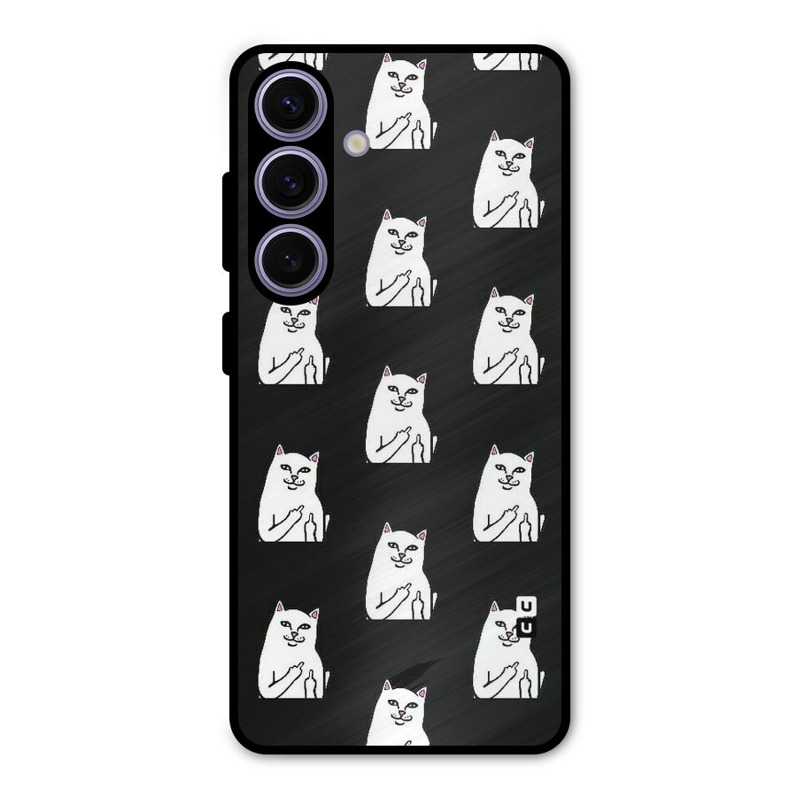 Chill Cat Pattern Metal Back Case for Galaxy S24