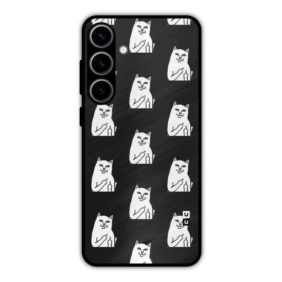 Chill Cat Pattern Metal Back Case for Galaxy S24 Plus