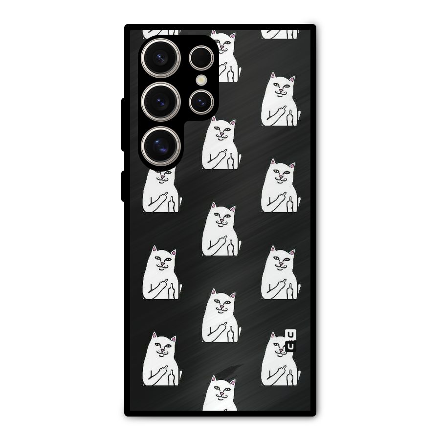 Chill Cat Pattern Metal Back Case for Galaxy S24 Ultra