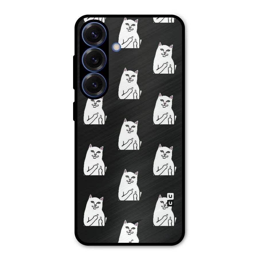 Chill Cat Pattern Metal Back Case for Galaxy S25