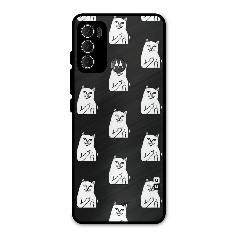 Chill Cat Pattern Metal Back Case for Moto G60