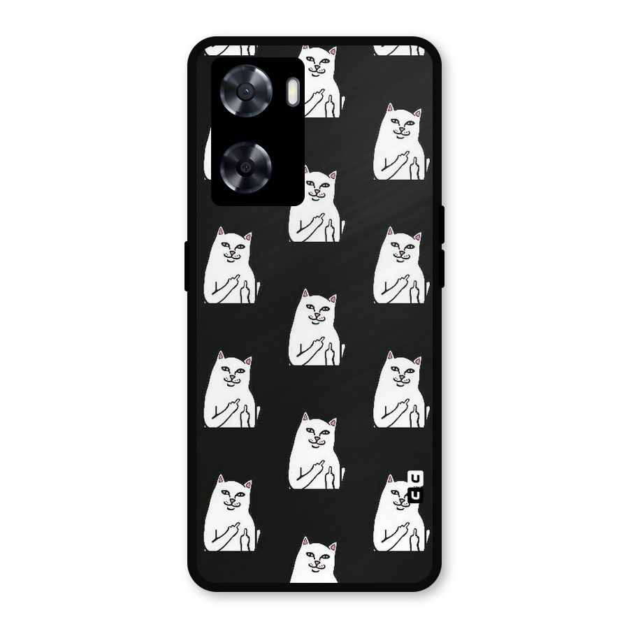 Chill Cat Pattern Metal Back Case for Oppo A57 2022