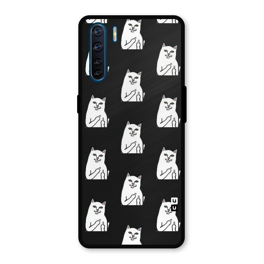 Chill Cat Pattern Metal Back Case for Oppo F15