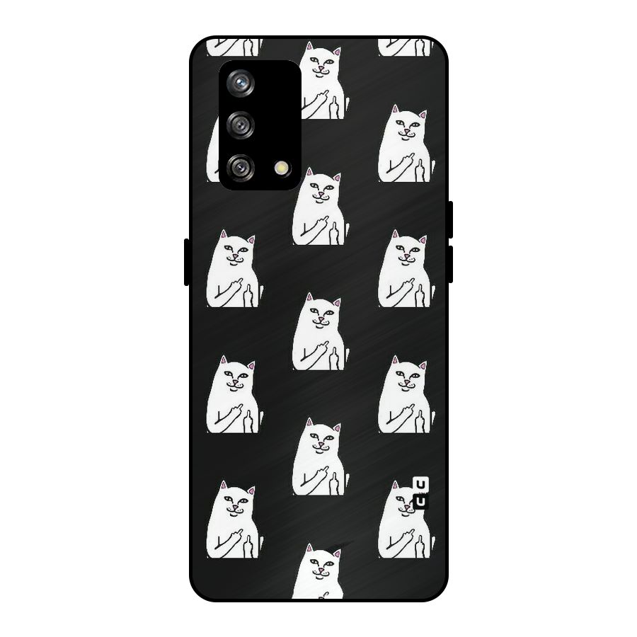 Chill Cat Pattern Metal Back Case for Oppo F19