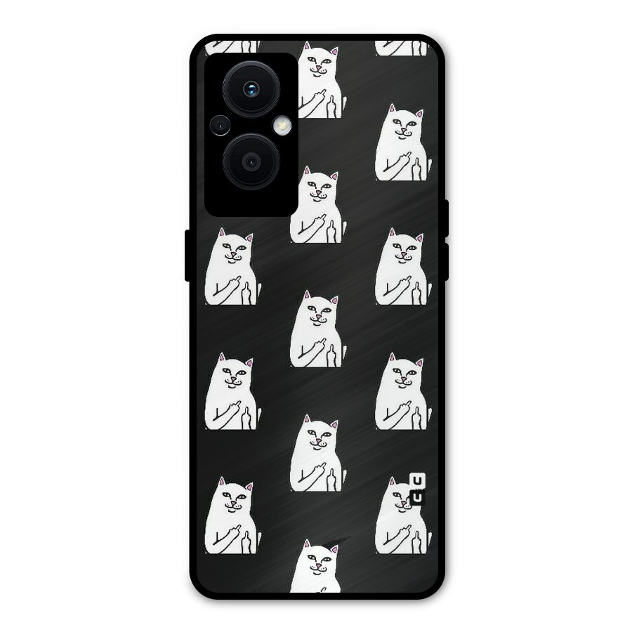 Chill Cat Pattern Metal Back Case for Oppo F21 Pro 5G