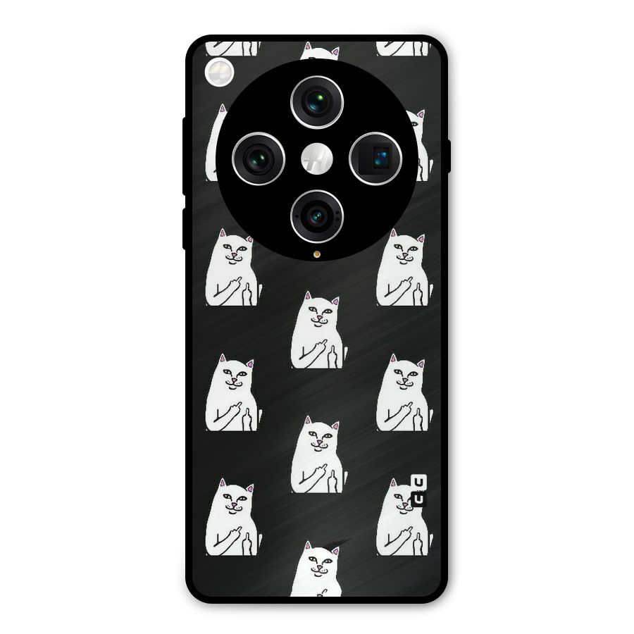 Chill Cat Pattern Metal Back Case for Oppo Find X8 Pro