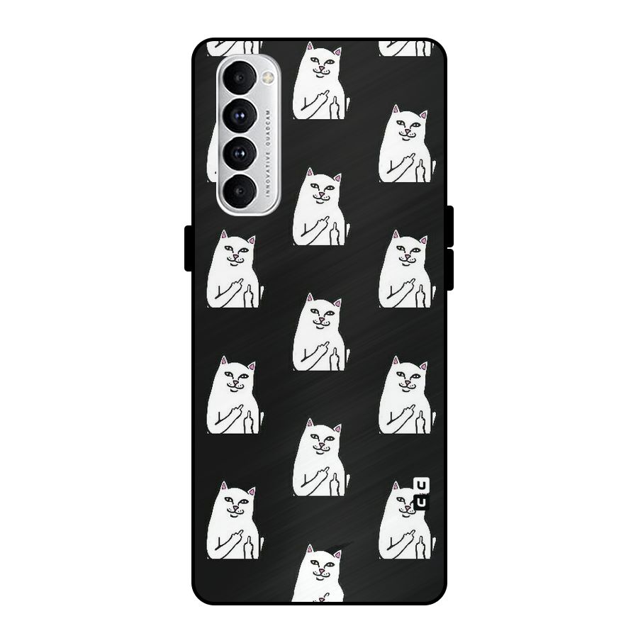 Chill Cat Pattern Metal Back Case for Oppo Reno4 Pro