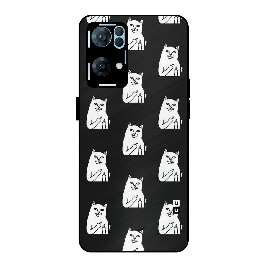 Chill Cat Pattern Metal Back Case for Oppo Reno7 Pro 5G