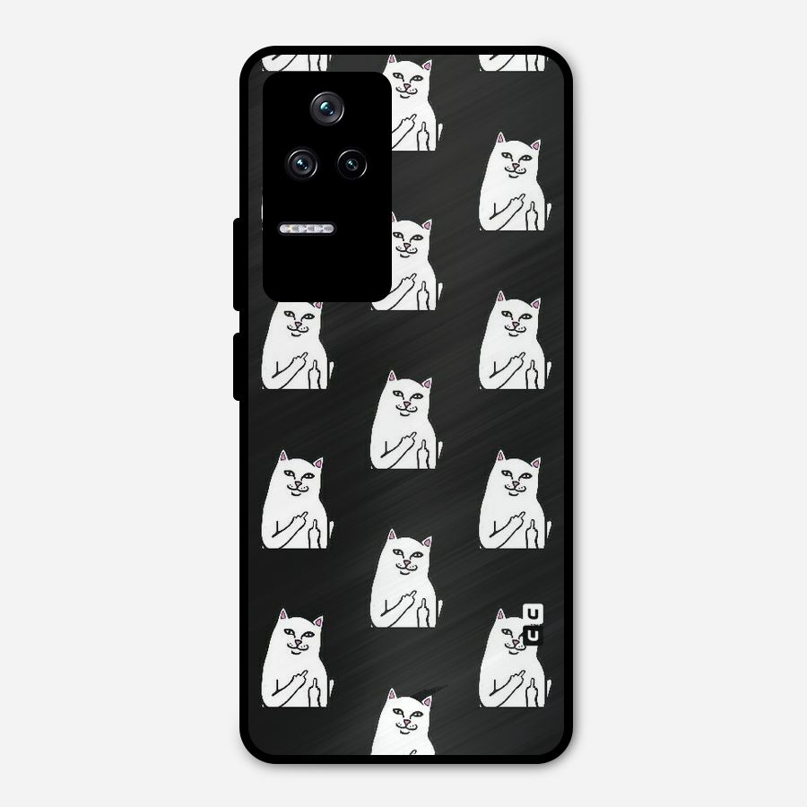 Chill Cat Pattern Metal Back Case for Poco F4 5G