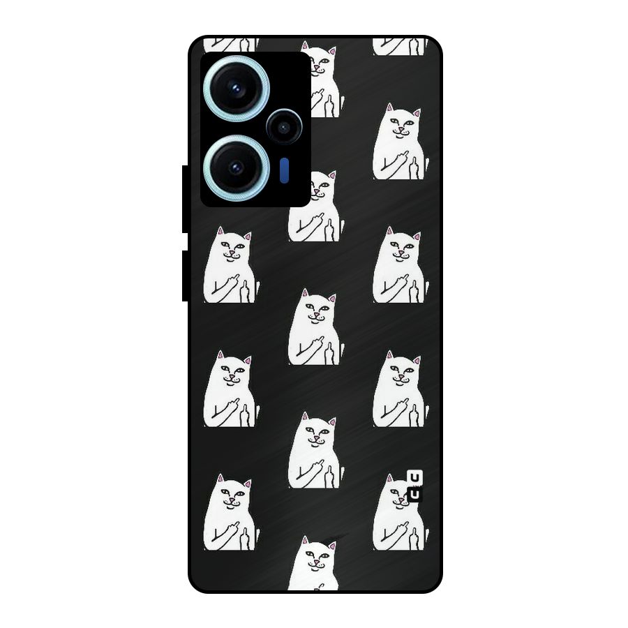 Chill Cat Pattern Metal Back Case for Poco F5