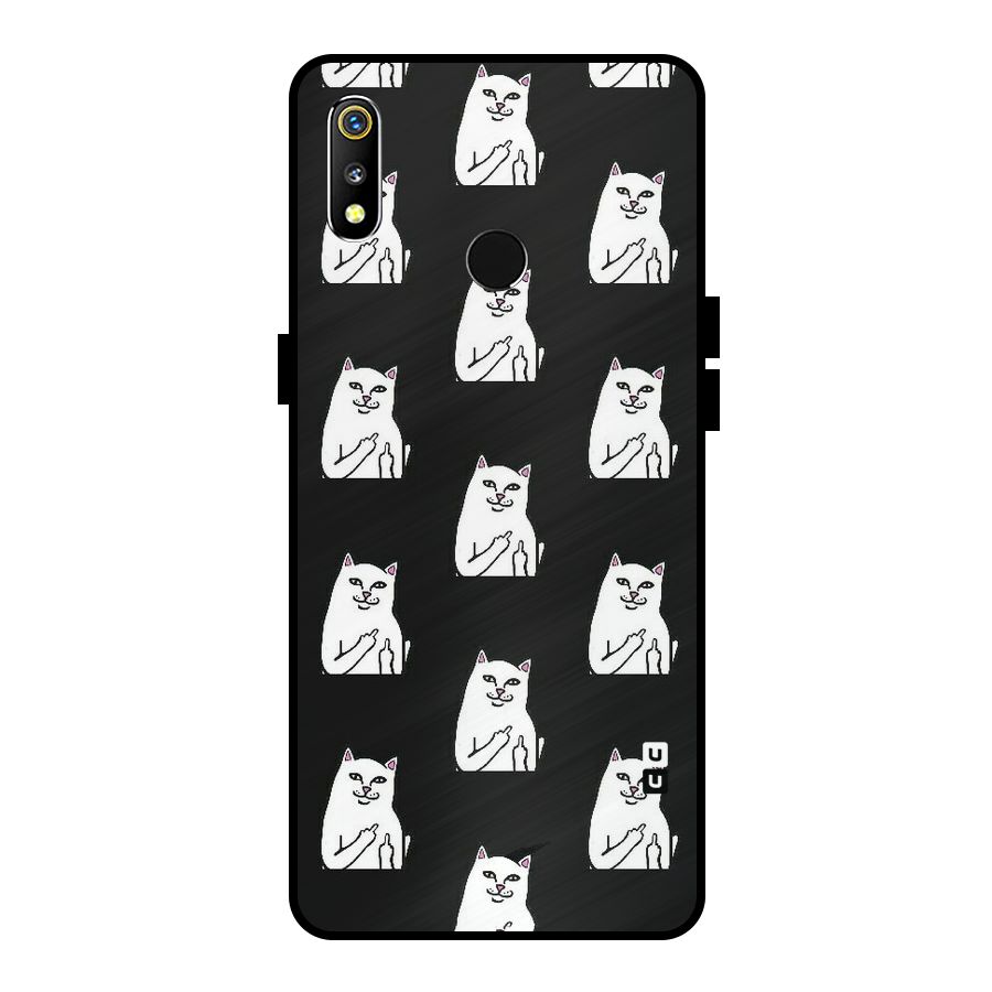 Chill Cat Pattern Metal Back Case for Realme 3
