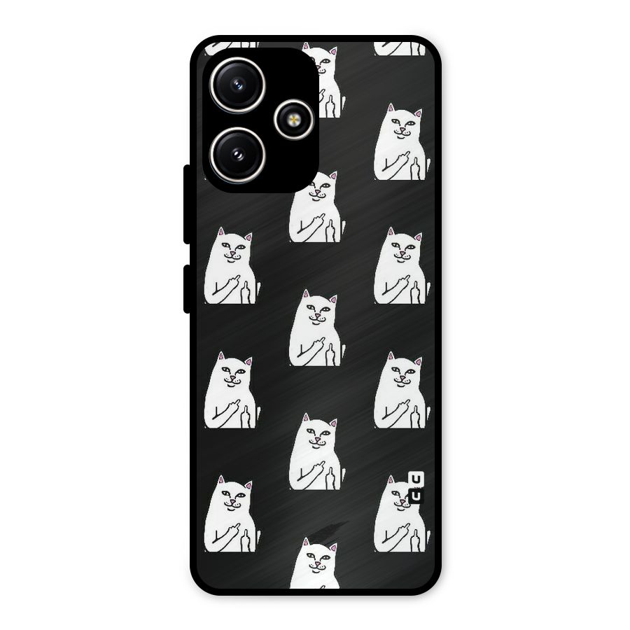 Chill Cat Pattern Metal Back Case for Redmi 12 5G