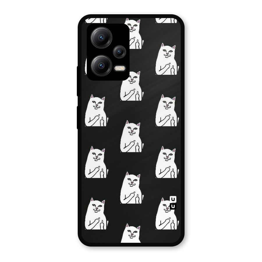Chill Cat Pattern Metal Back Case for Redmi Note 12 5G