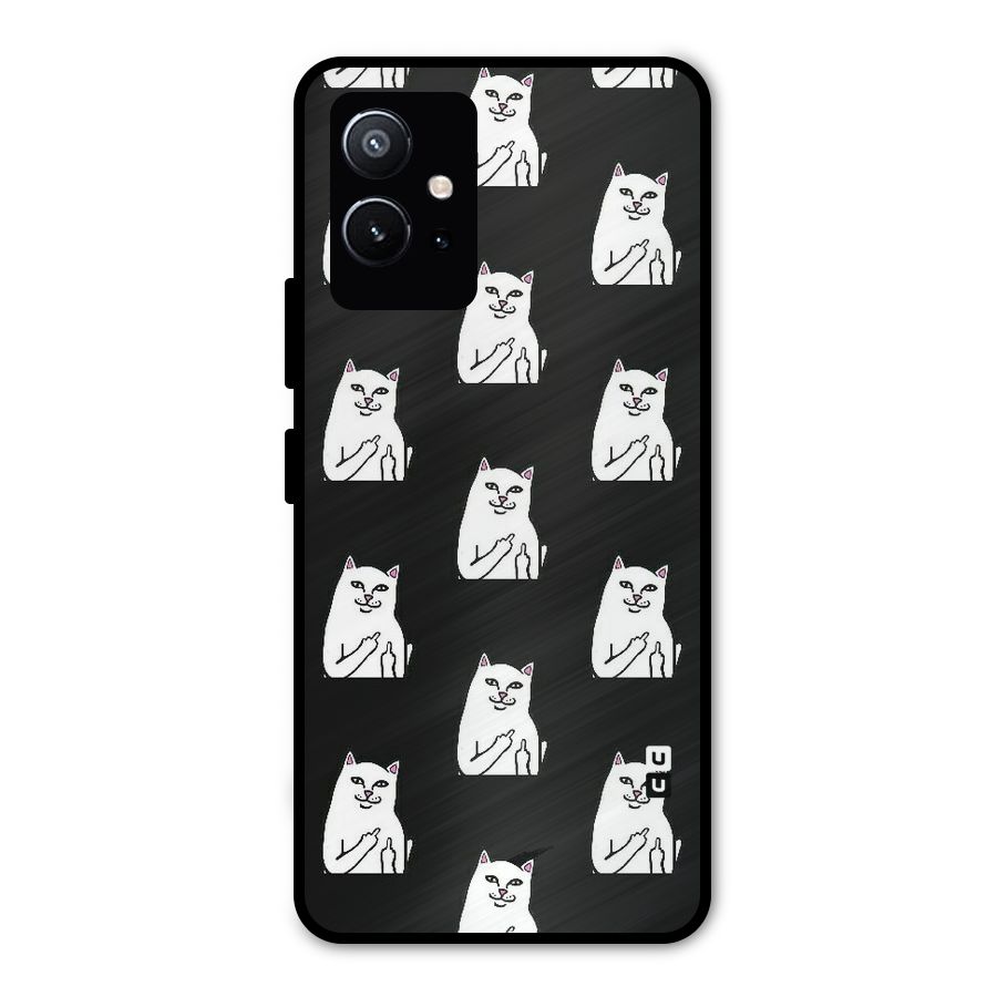Chill Cat Pattern Metal Back Case for Vivo T1 5G