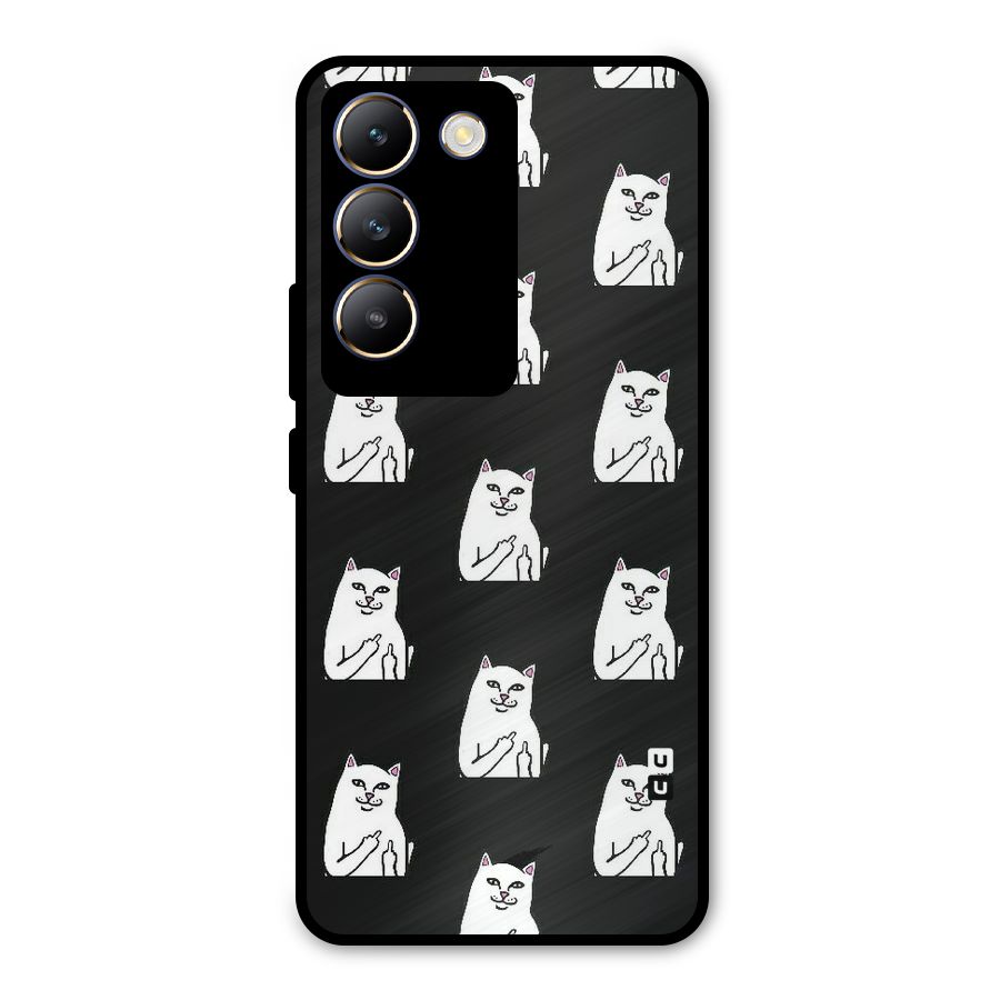 Chill Cat Pattern Metal Back Case for Vivo T3 5G