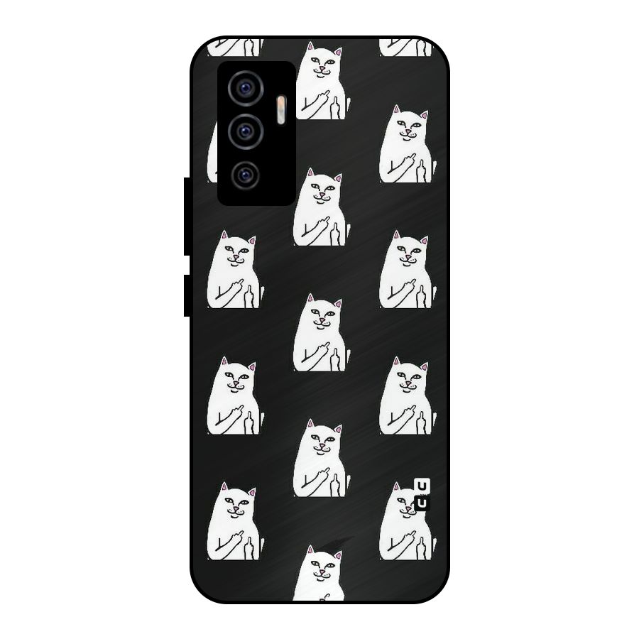 Chill Cat Pattern Metal Back Case for Vivo V23e