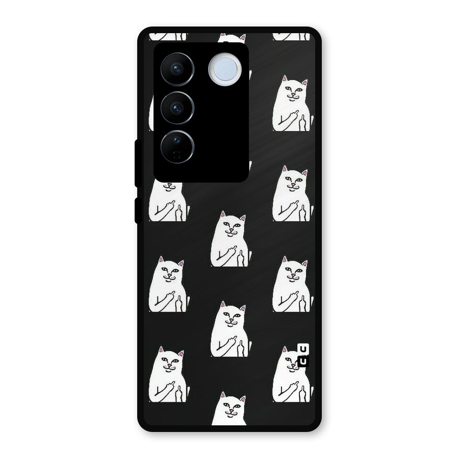 Chill Cat Pattern Metal Back Case for Vivo V27