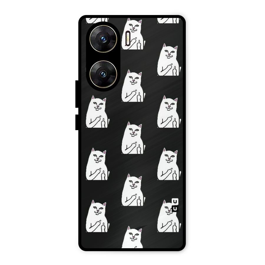 Chill Cat Pattern Metal Back Case for Vivo V29e