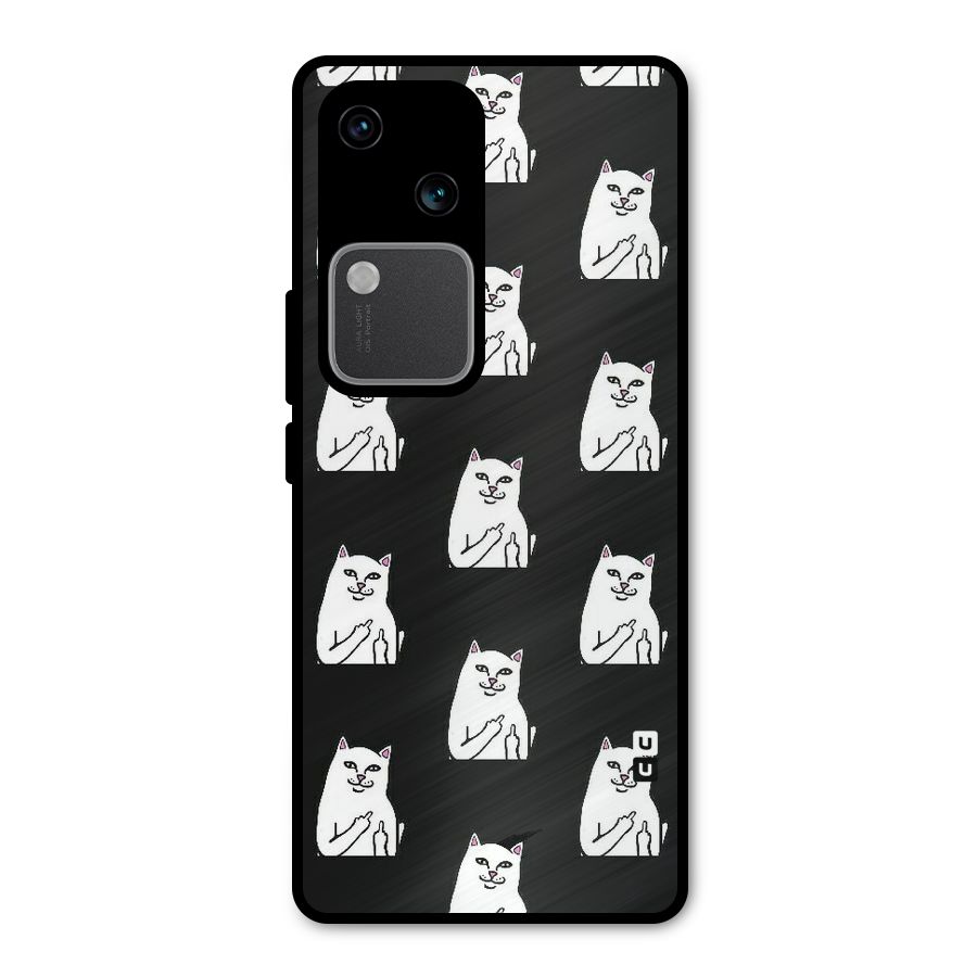 Chill Cat Pattern Metal Back Case for Vivo V30