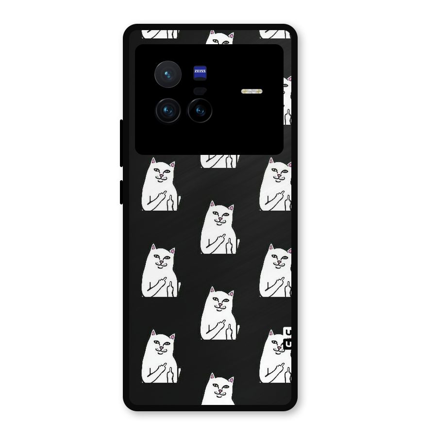 Chill Cat Pattern Metal Back Case for Vivo X80