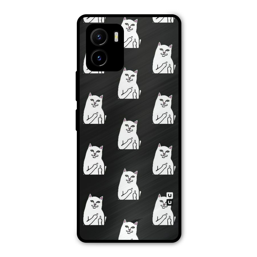 Chill Cat Pattern Metal Back Case for Vivo Y15s