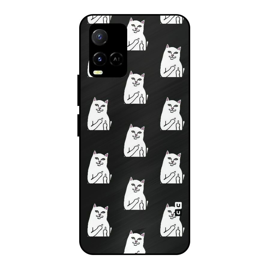 Chill Cat Pattern Metal Back Case for Vivo Y21