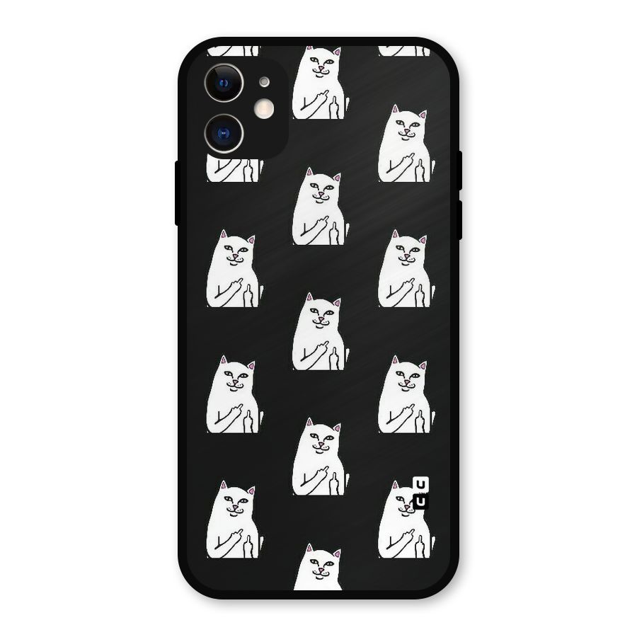 Chill Cat Pattern Metal Back Case for iPhone 11