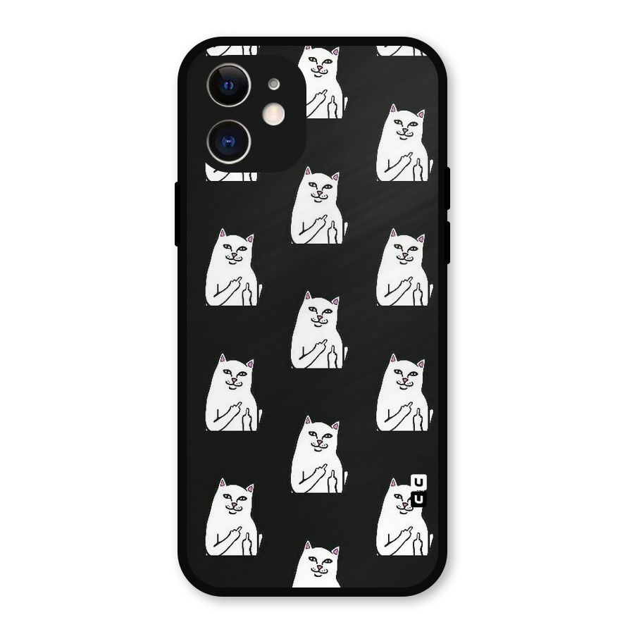 Chill Cat Pattern Metal Back Case for iPhone 12