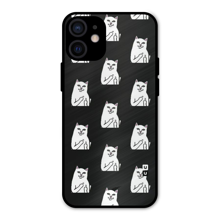 Chill Cat Pattern Metal Back Case for iPhone 12 Mini