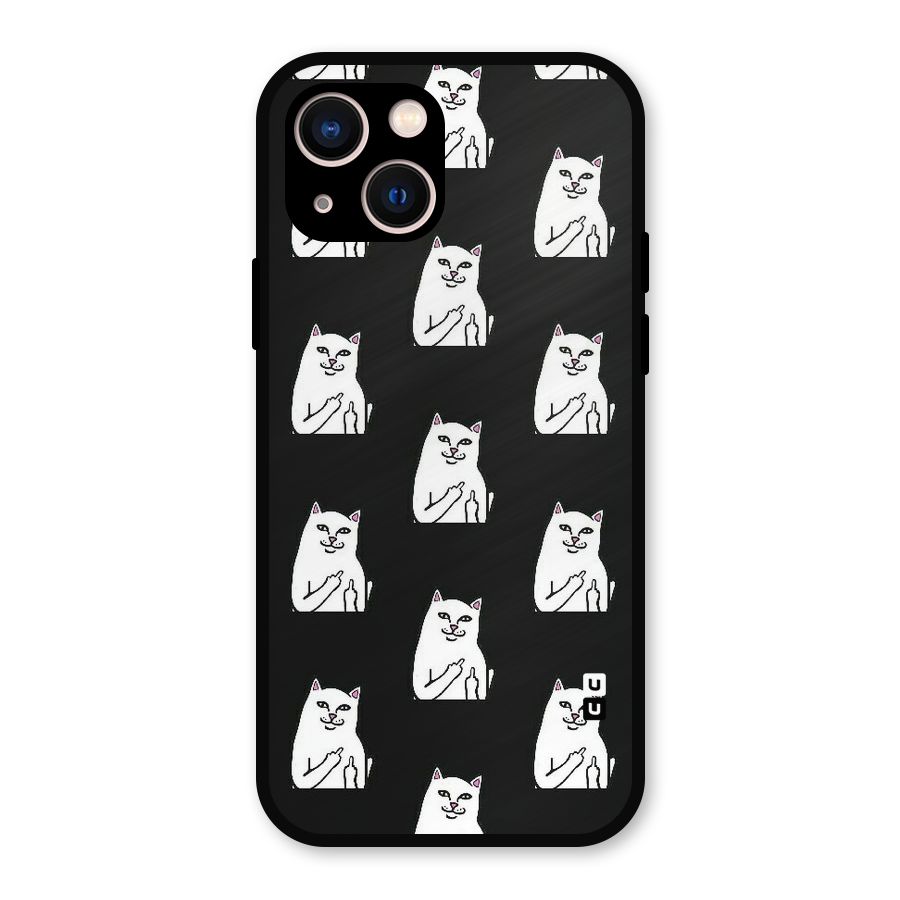 Chill Cat Pattern Metal Back Case for iPhone 13