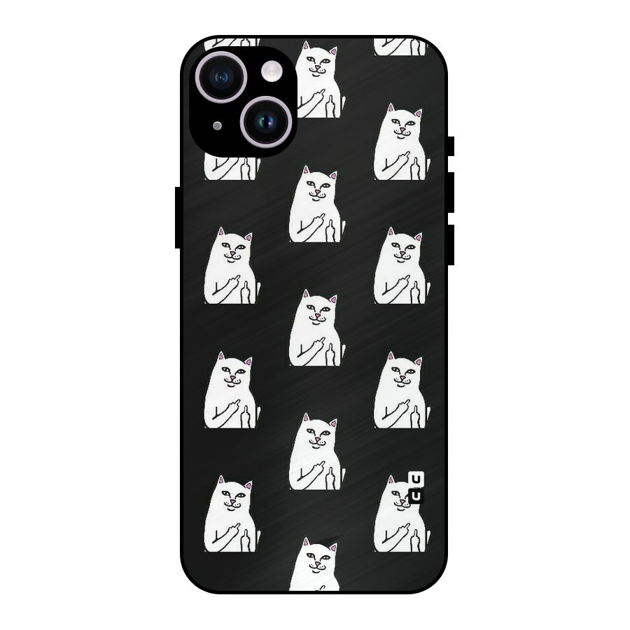 Chill Cat Pattern Metal Back Case for iPhone 14 Plus