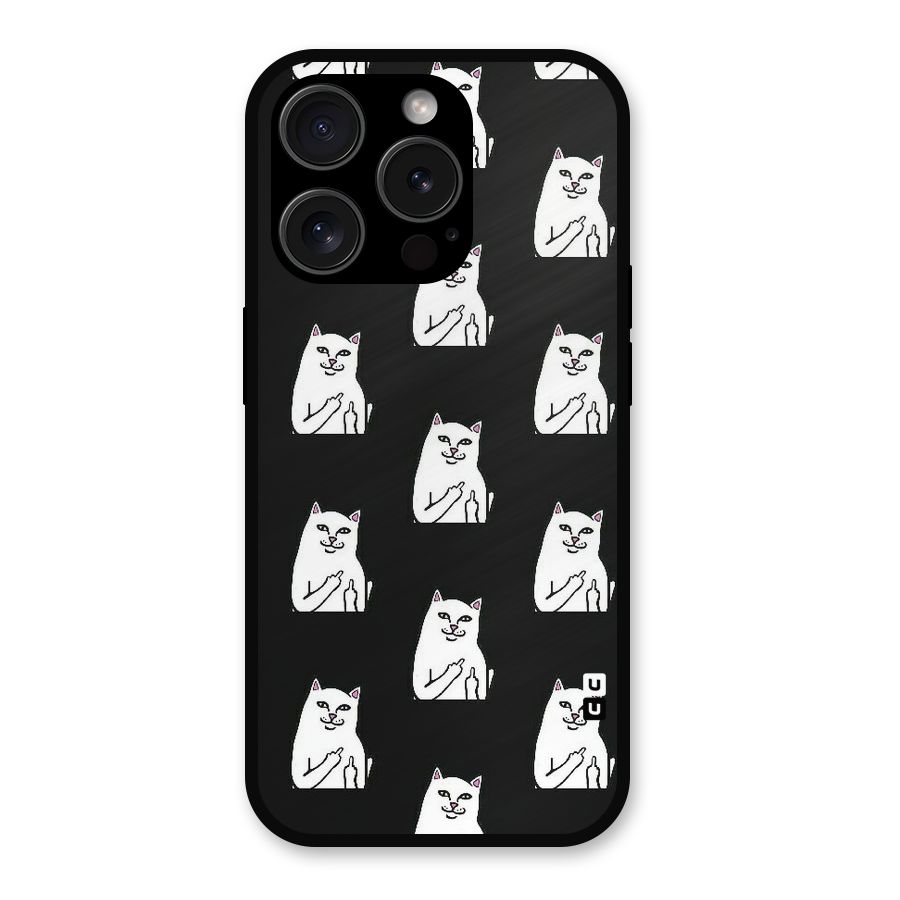 Chill Cat Pattern Metal Back Case for iPhone 15 Pro
