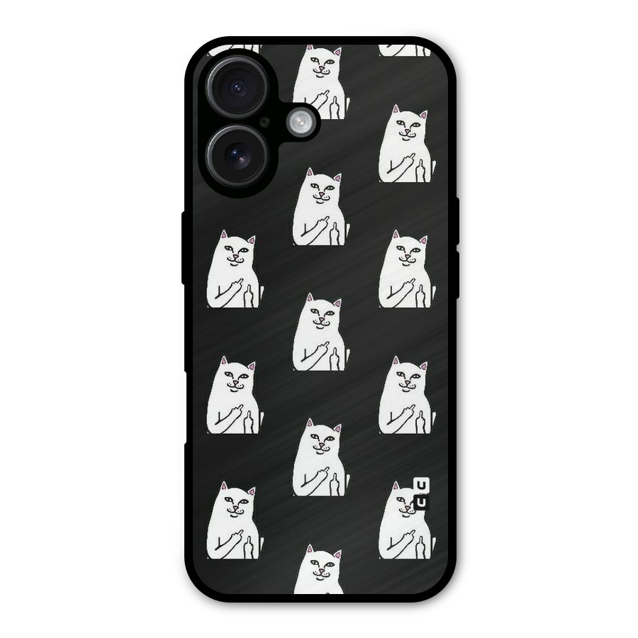 Chill Cat Pattern Metal Back Case for iPhone 16