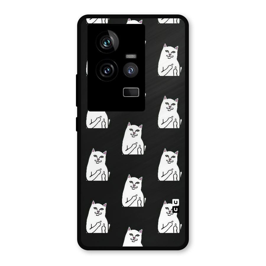 Chill Cat Pattern Metal Back Case for iQOO 11 5G