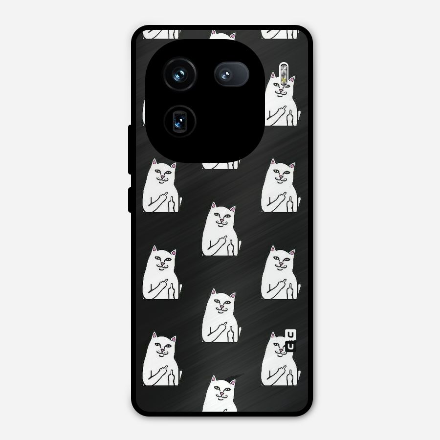 Chill Cat Pattern Metal Back Case for iQOO 12