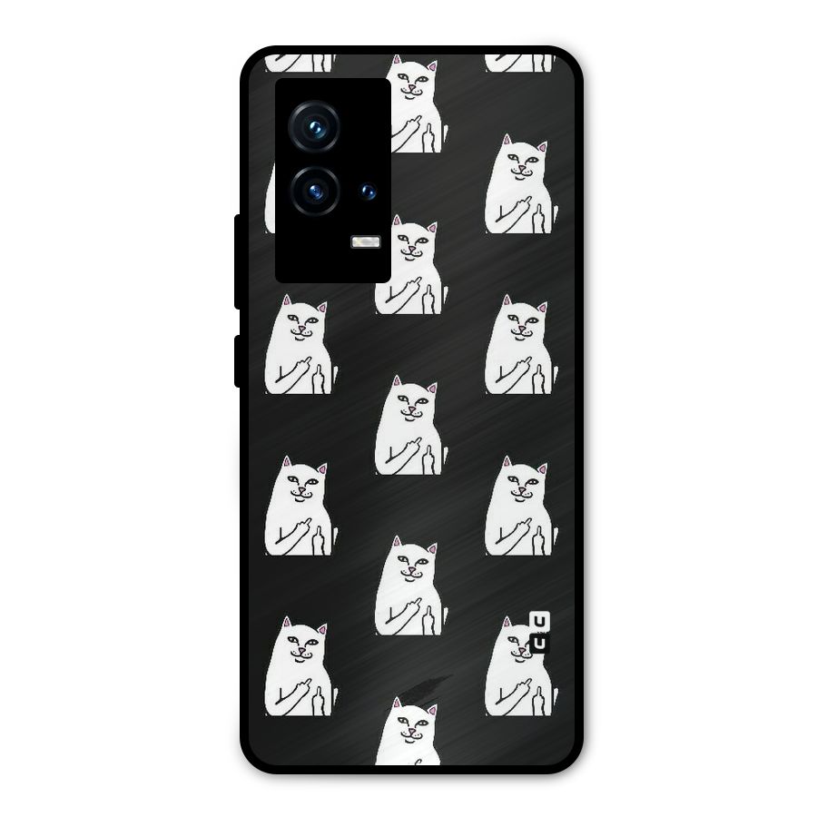 Chill Cat Pattern Metal Back Case for iQOO 9 5G