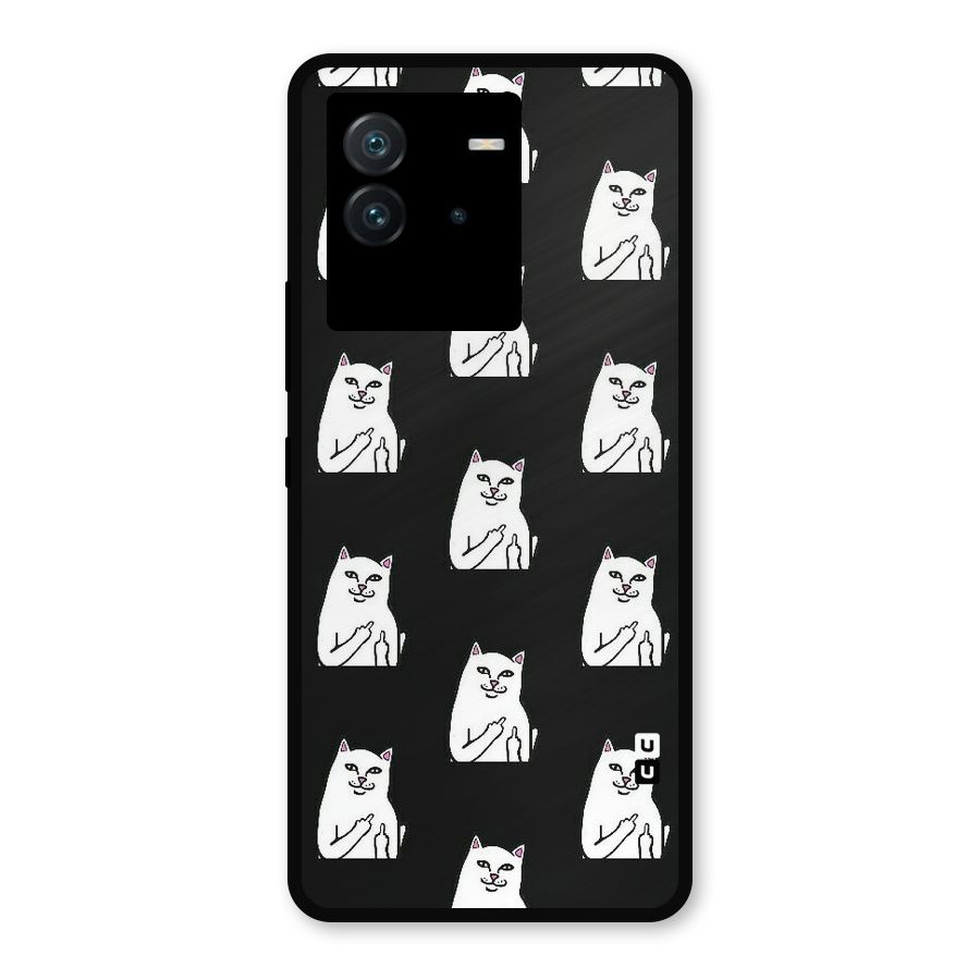 Chill Cat Pattern Metal Back Case for iQOO Neo 6 5G