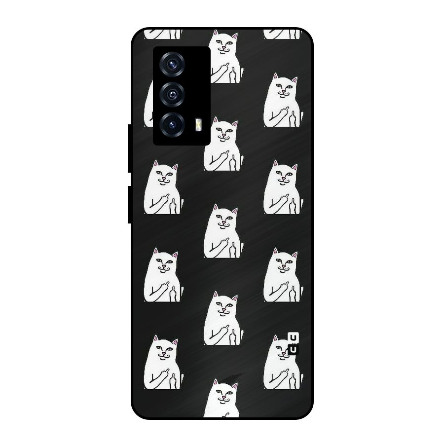 Chill Cat Pattern Metal Back Case for iQOO Z5