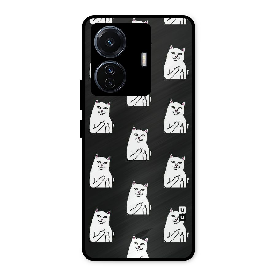 Chill Cat Pattern Metal Back Case for iQOO Z6
