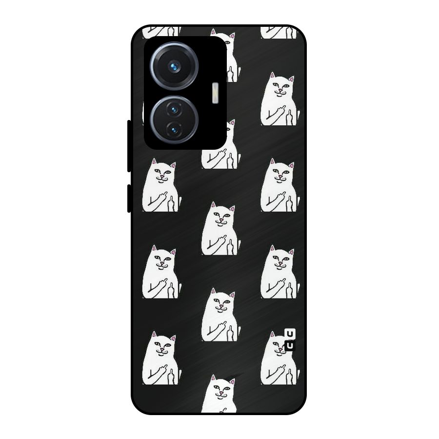 Chill Cat Pattern Metal Back Case for iQOO Z6 44W