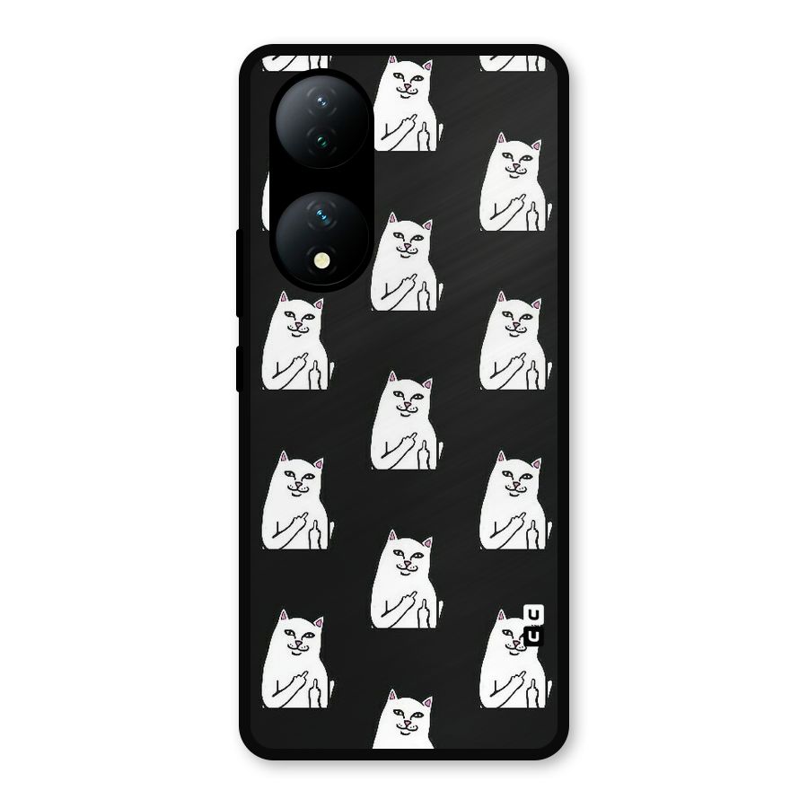 Chill Cat Pattern Metal Back Case for iQOO Z7s
