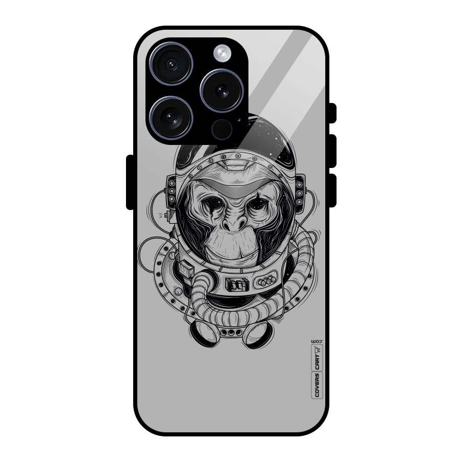 Chimpanzee Astronaut Glass Back Case for iPhone 15 Pro