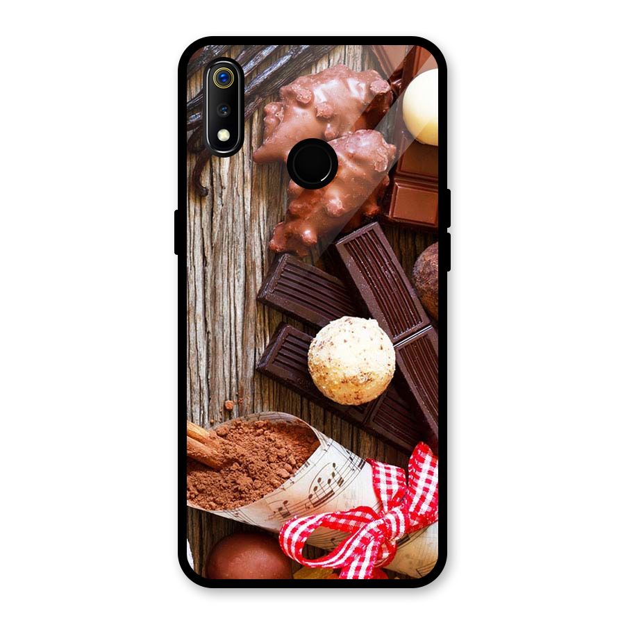 Chocolate Candies Glass Back Case for Realme 3
