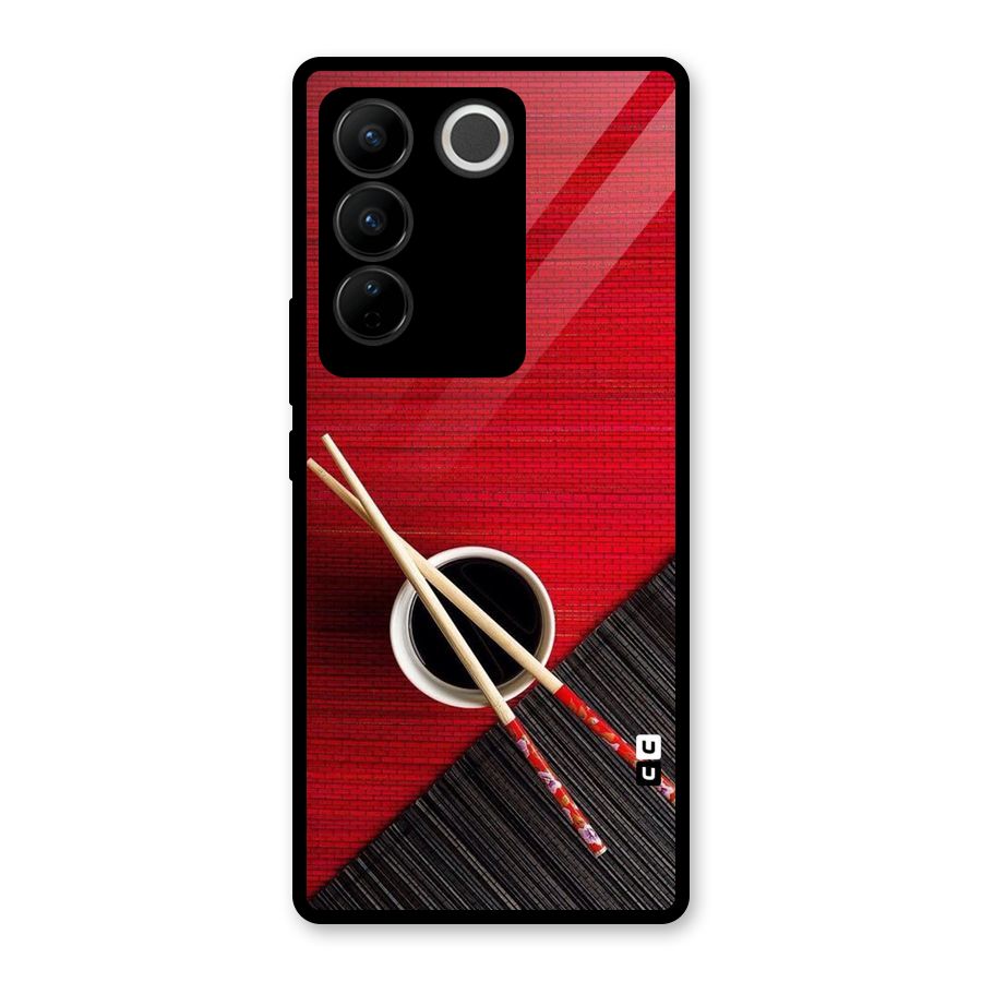 Chopstick Design Glass Back Case for Vivo V27 Pro