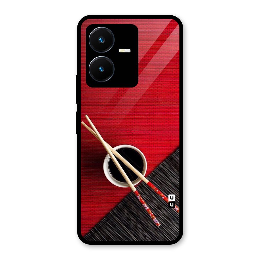 Chopstick Design Glass Back Case for Vivo Y22s